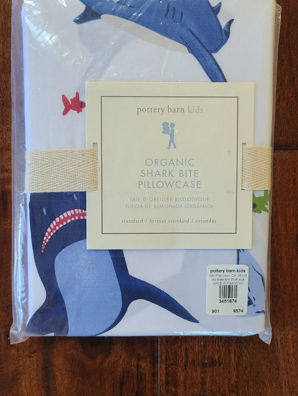 Pottery Barn Kids Shark Bite Standard Size Pillowcase  - New